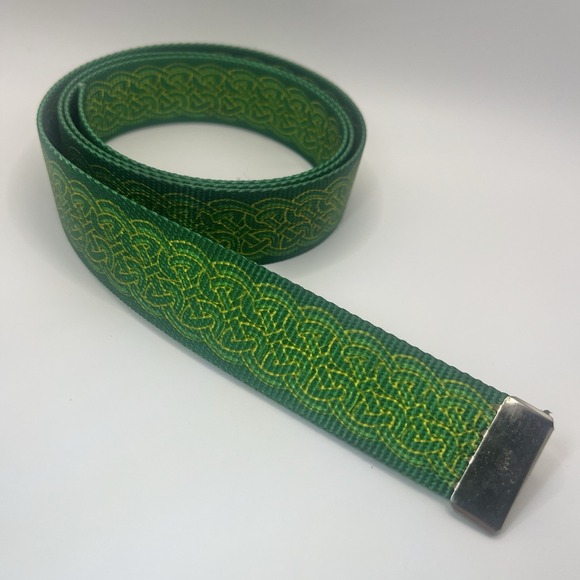 The Unbranded Brand Other - Green And Gold Irish Celtic Knot Belt 48" (Without Buckle)